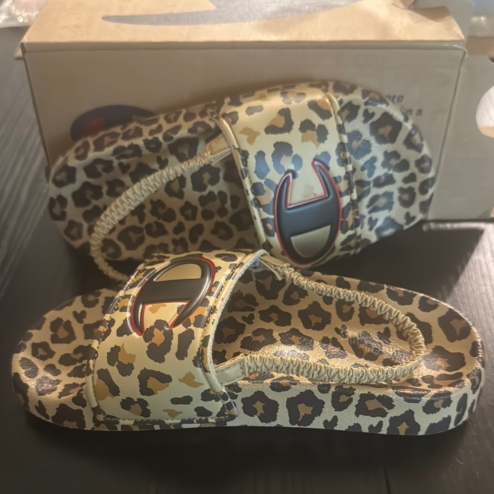 Leopard Print Slide Sandals